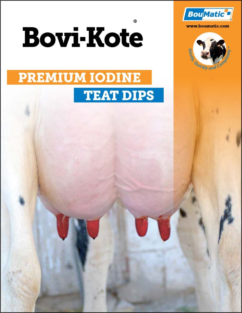 Bovi-Kote is a film forming iodine barrier teat dip. Its patented polymer barrier film provides long lasting teat protection between milkings in even the harshest conditions.
